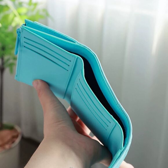 NEW Authentic  Burberry Light Blue Leather Wallet with TB Logo - Picture 5 of 10